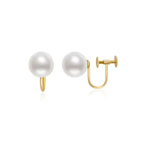 18K Solid Gold Clip-On Freshwater Pearl Stud Earrings KE00175