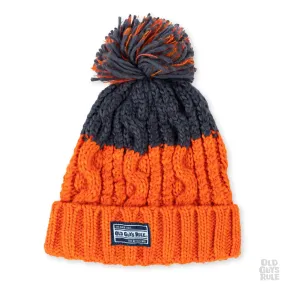 'Aprés' Knit Beanie - Charcoal/Orange