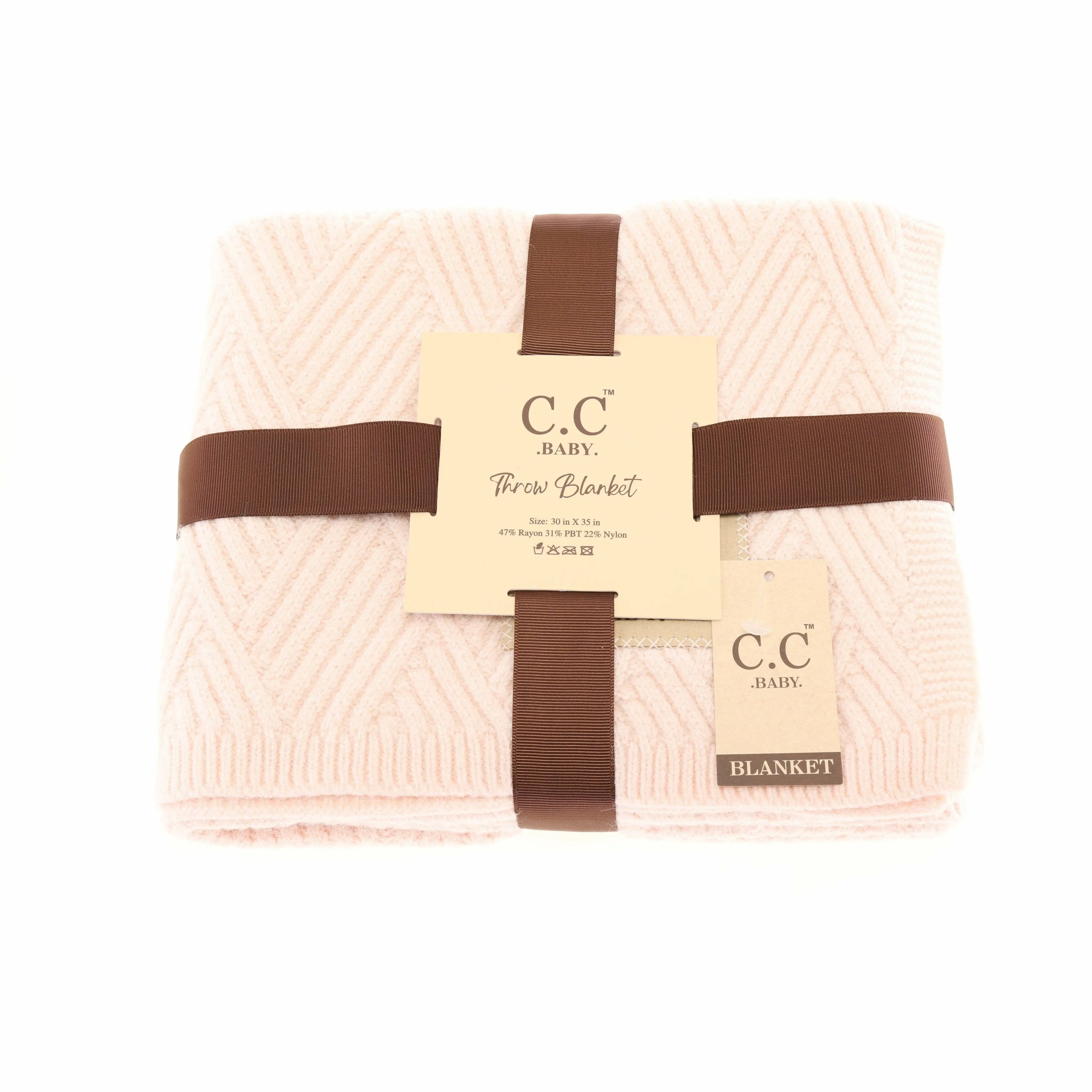 Baby Heathered Knit Blanket in Light Beige by C.C. Beanie