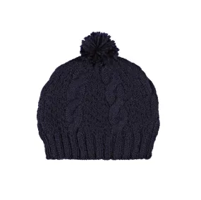 Cable Knit Beanie, Navy Blue