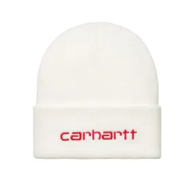 Cappello Carhartt WIP Script Beanie Bianco Panna / Rosso