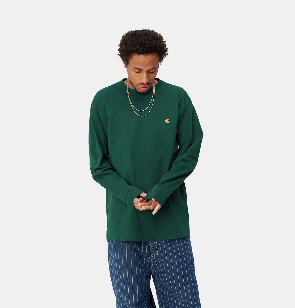 Carhartt WIP Long Sleeve Chase T-Shirt in Chervil