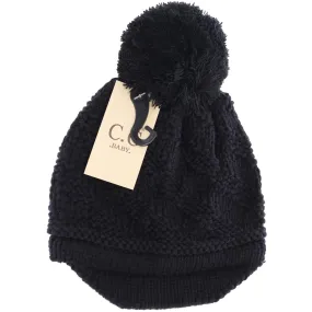 C.C. Baby Brim Beanie Hat with Pom