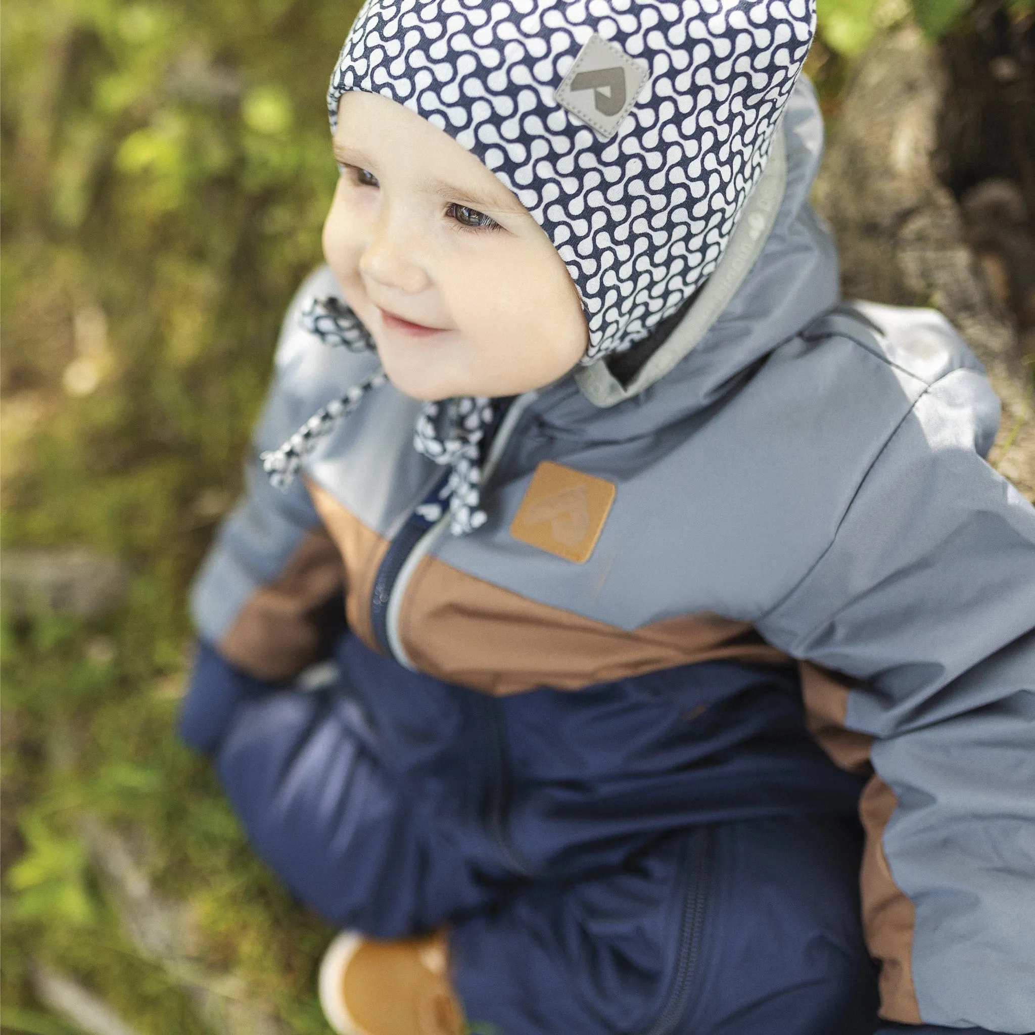 Cotton beanie with ears - Navy Drops