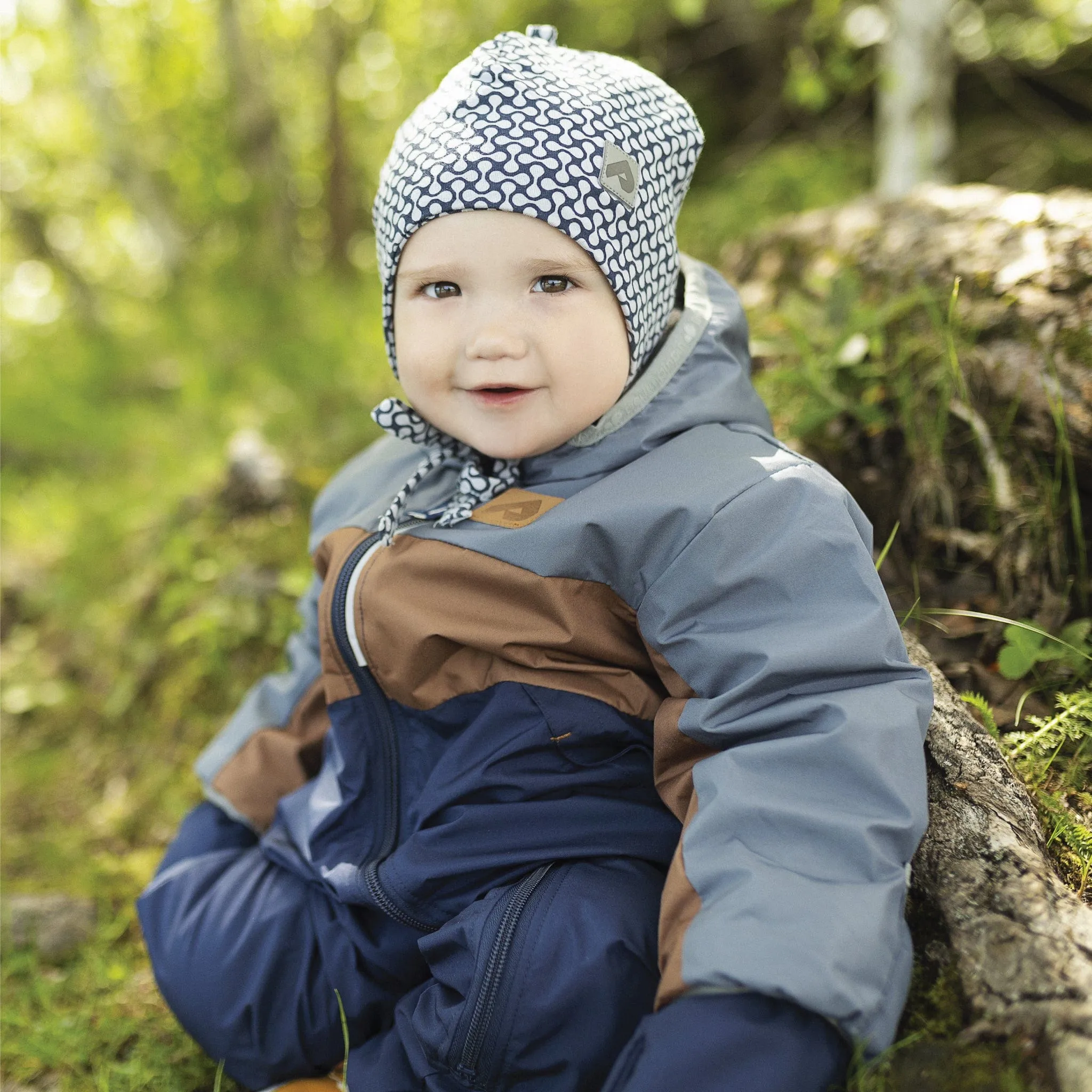 Cotton beanie with ears - Navy Drops