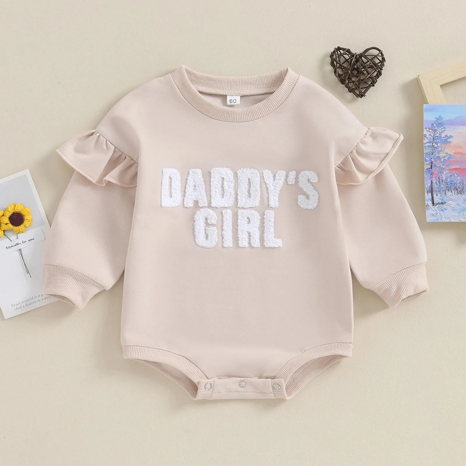 DADDY'S GIRL Ruffle Sleeve Romper