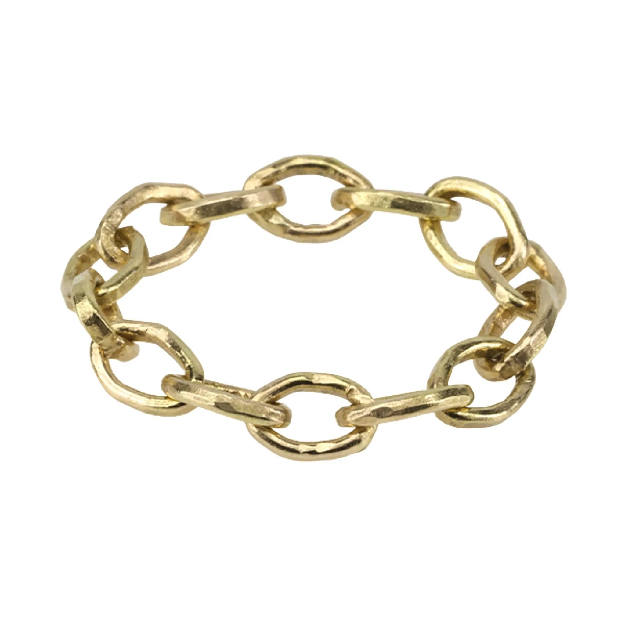 Diana 14 Karat Yellow Gold Handmade Flexible 18 Gauge Link Chain Ring