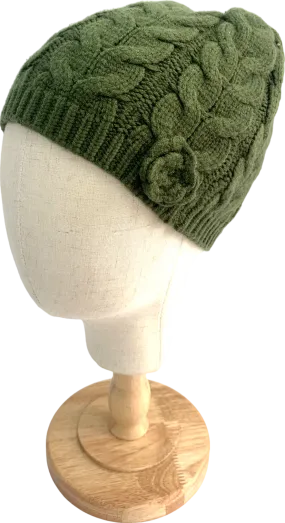 Frankies Bikinis Green Cece Cable Knit Beanie One Size