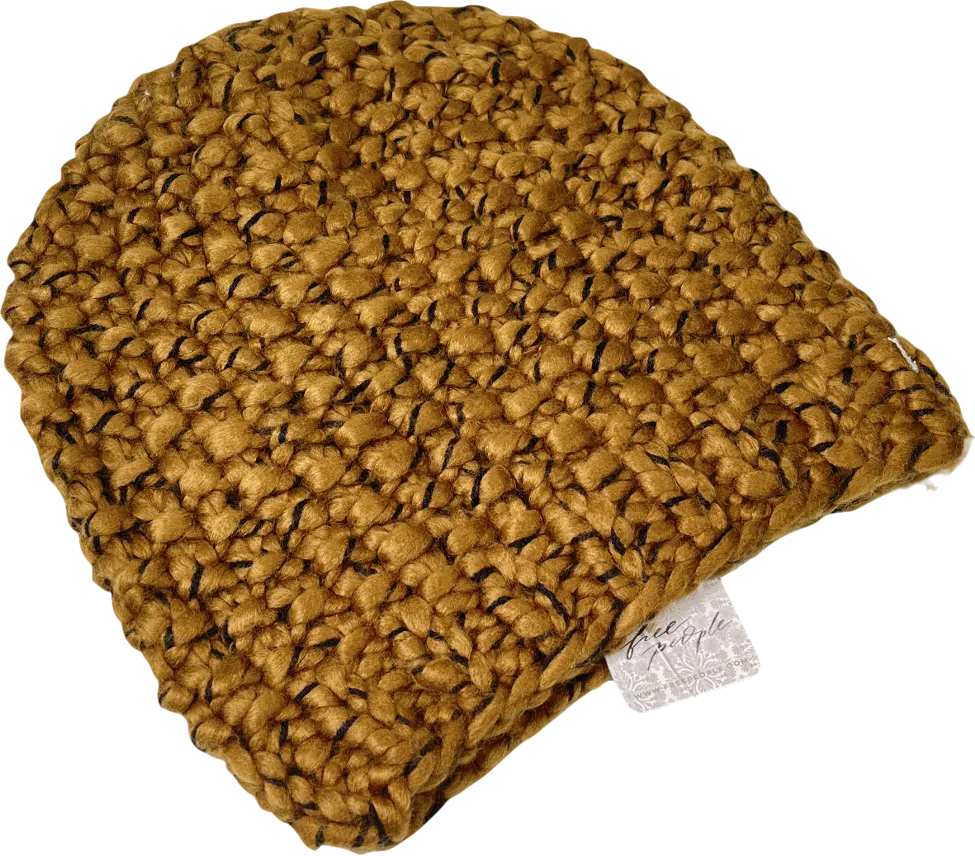 Free People Olive/ Brown Boucle Knit Slouchy Fireside Beanie One Size