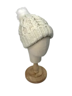 GAP Cream Cable Knit Pom Beanie One Size