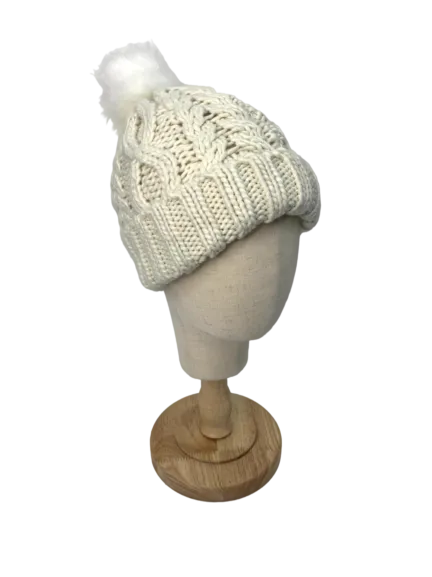 GAP Cream Cable Knit Pom Beanie One Size