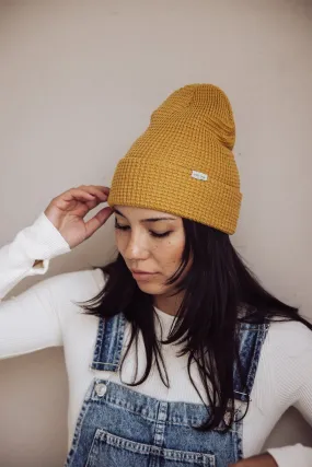 Gigi Pip Marsh Waffle Knit Beanie - Mustard