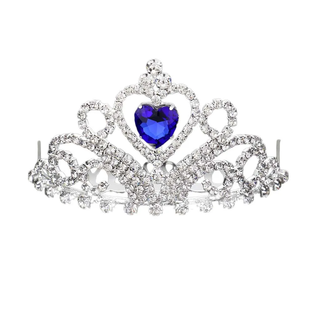 Heart Crystal Rhinestone Princess Mini Tiara Crown