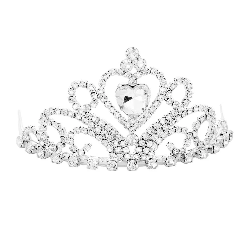 Heart Crystal Rhinestone Princess Mini Tiara Crown