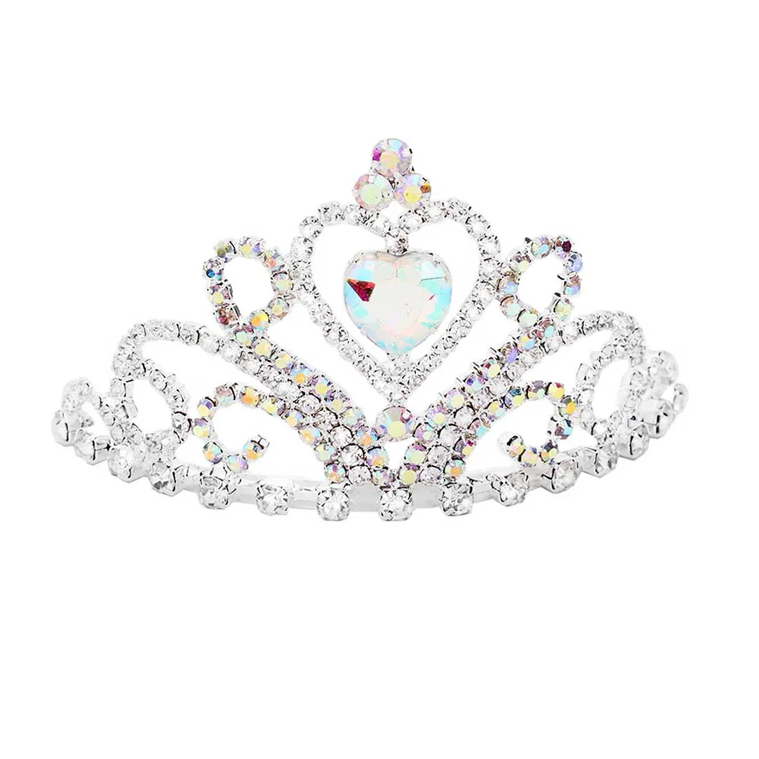 Heart Crystal Rhinestone Princess Mini Tiara Crown