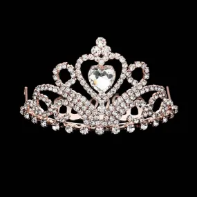 Heart Crystal Rhinestone Princess Mini Tiara Crown