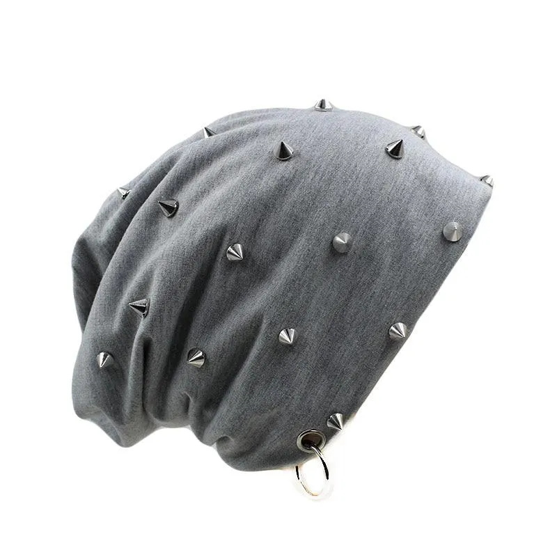 Hip-hop Beanie or Bonnet with Rivets and Hoop