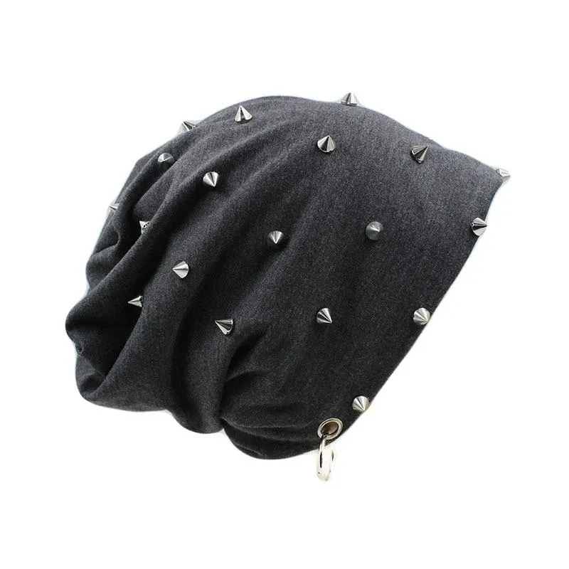 Hip-hop Beanie or Bonnet with Rivets and Hoop