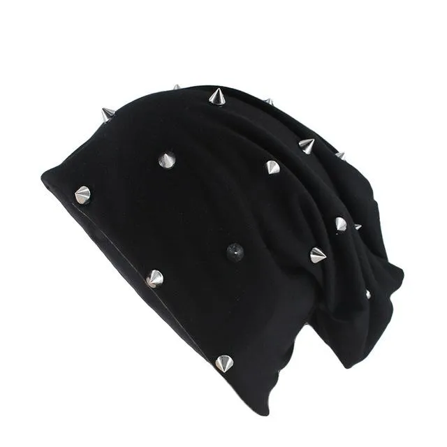 Hip-hop Solid Color Beanie, Skullie or Bonnet with Silvery Rivets