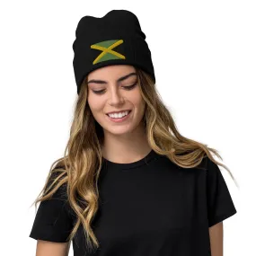 Jamaican Beanie Hat / Ribbed Knit Hat With Embroidered Jamaica Flag / 8 Colors Available / Recycled Polyester