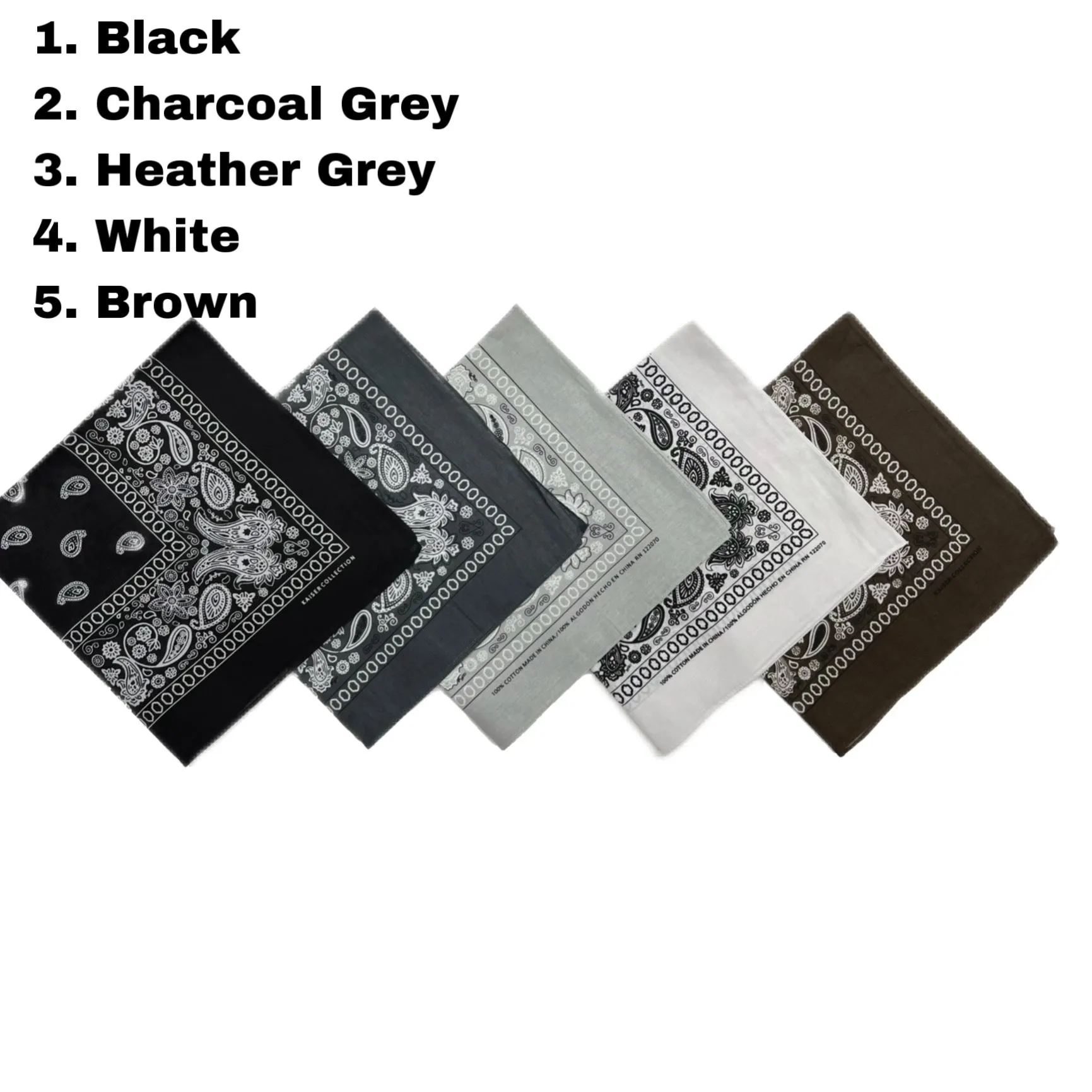 Kaiser 100% Cotton Bandanas (22" X 22")