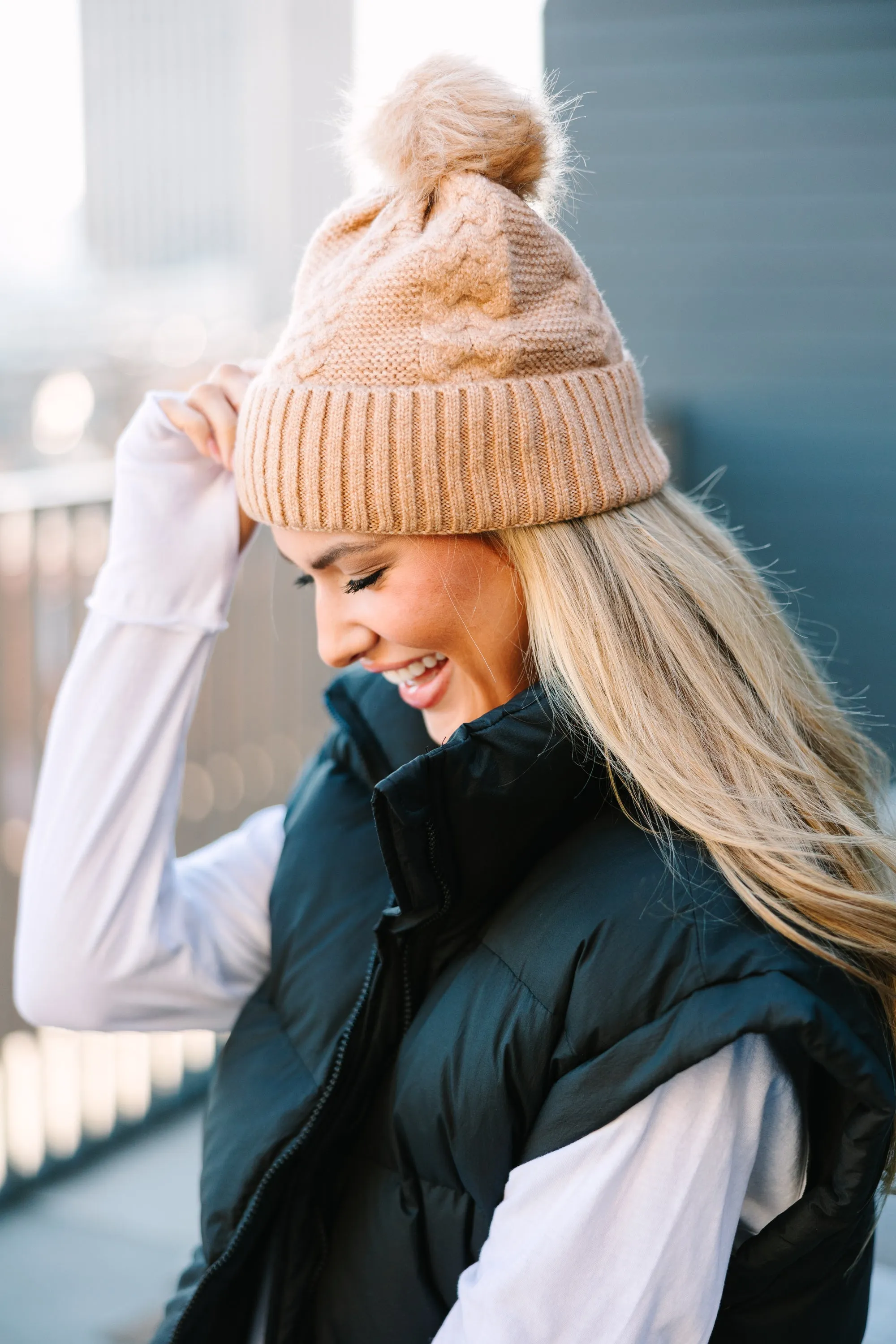 Keep Cozy Camel Brown Beanie