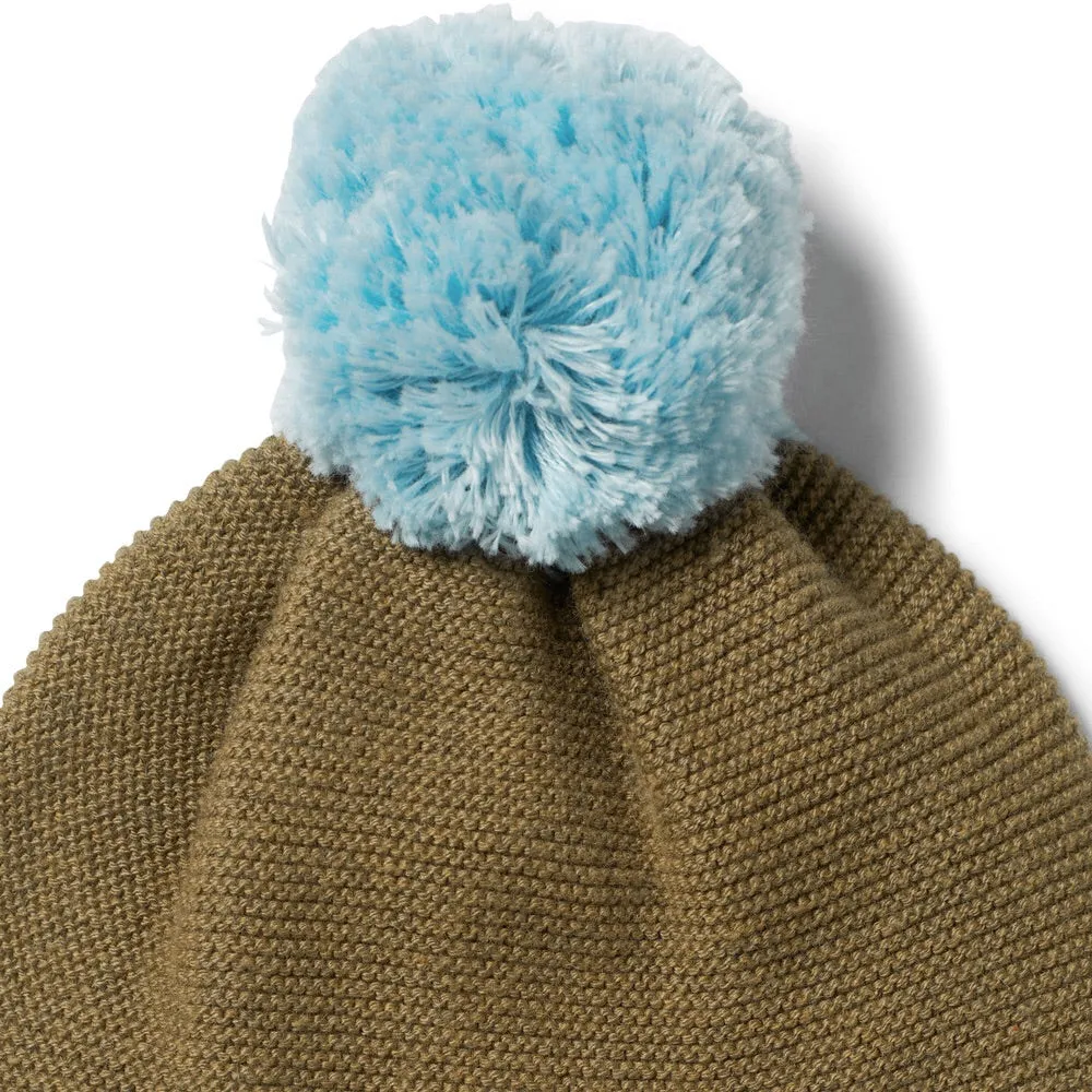 Knitted Hat With Pom Pom, Olive