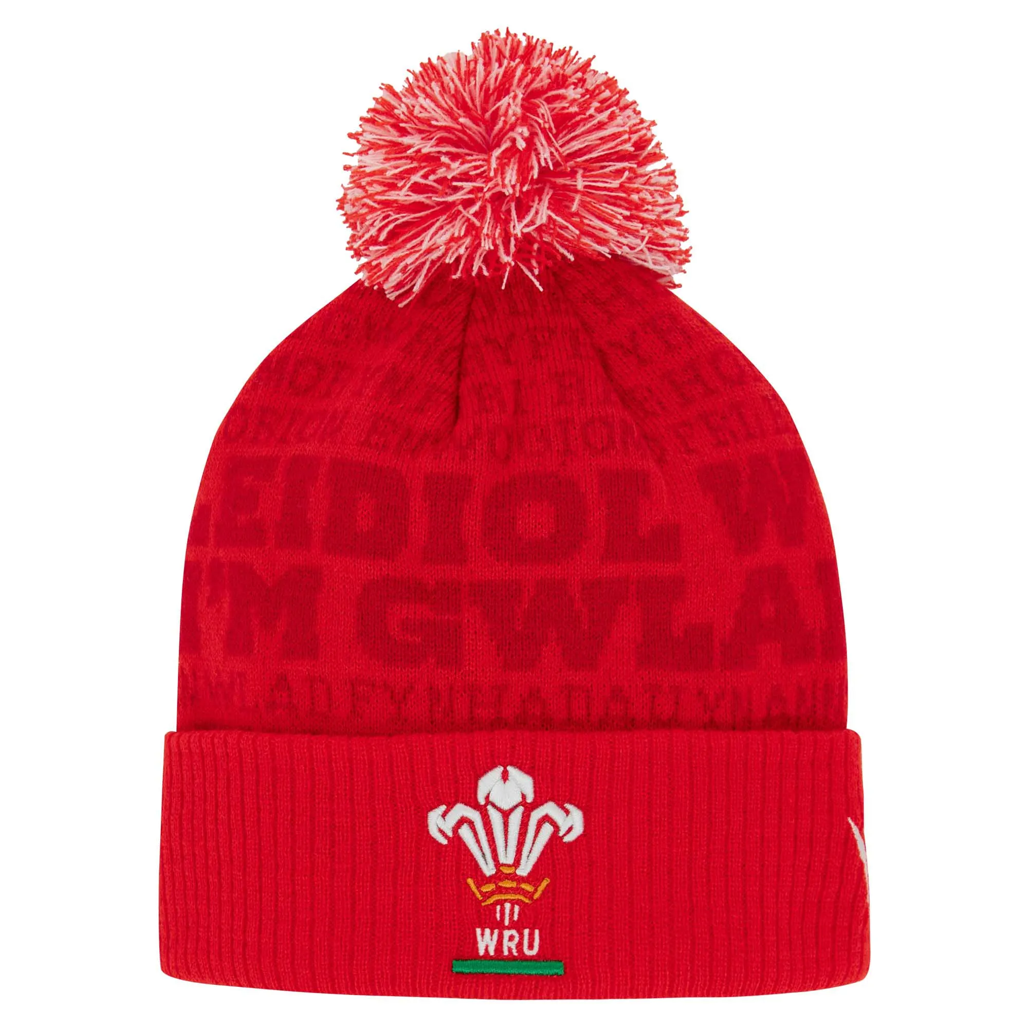 Macron Wales Rugby Bobble Beanie 23/24 - Red