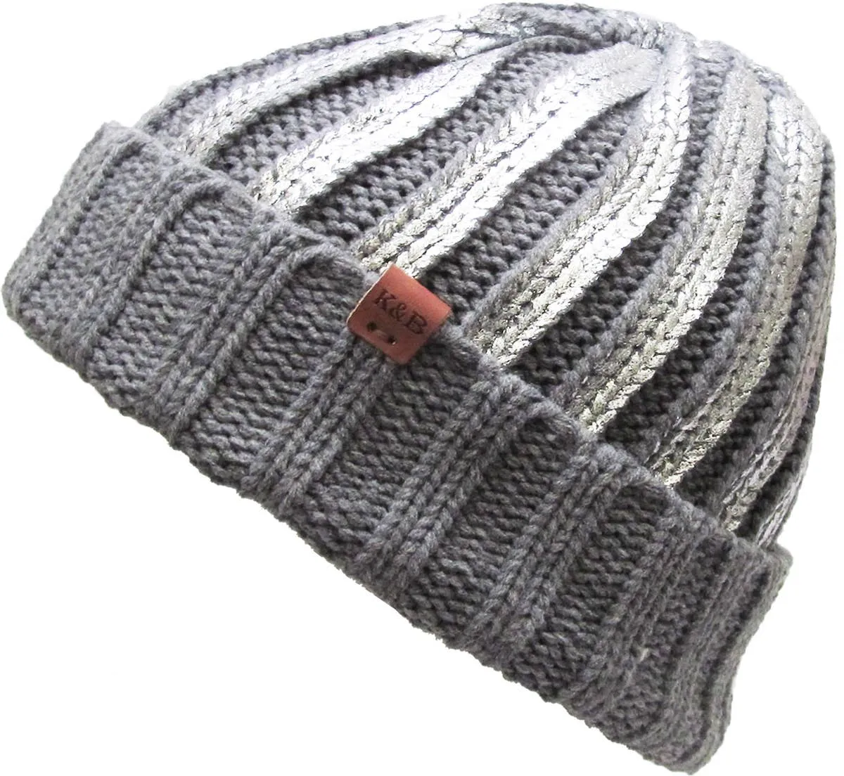 METALLIC CUFFED BEANIE HAT