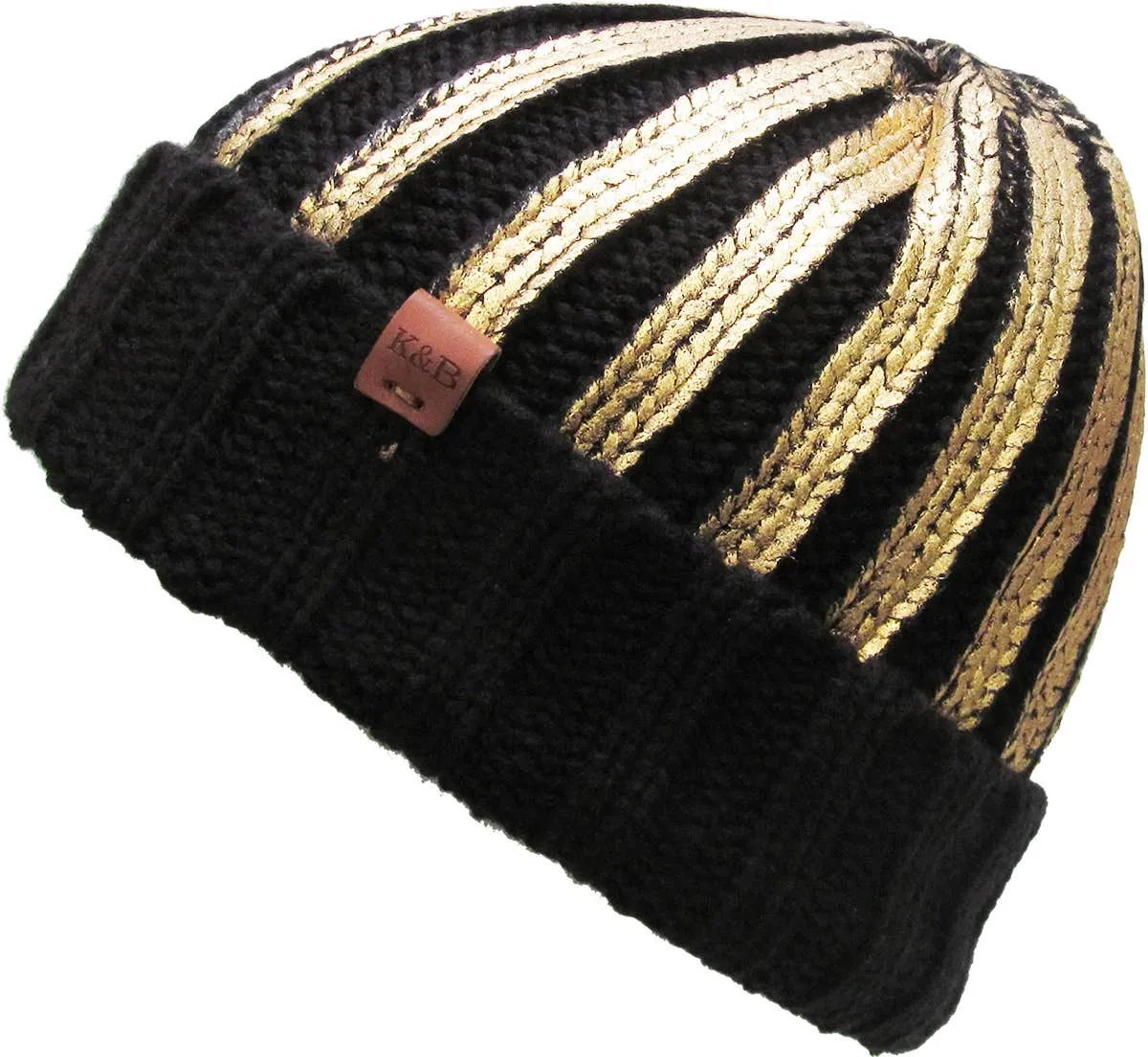 METALLIC CUFFED BEANIE HAT