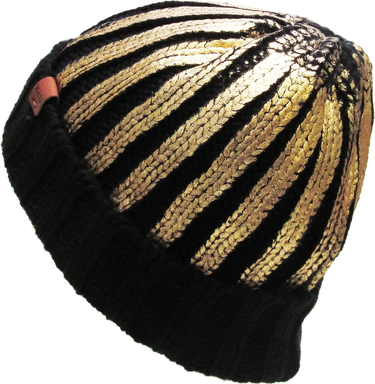 METALLIC CUFFED BEANIE HAT