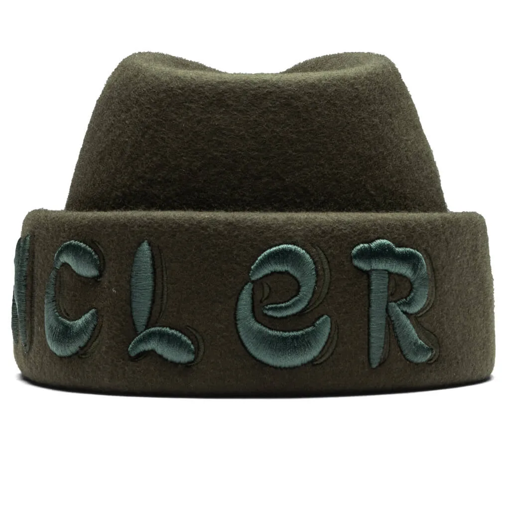 Moncler Genius x Salehe Bembury Olive Wool Felt Beanie Hat - Stylish & Cozy Accessory