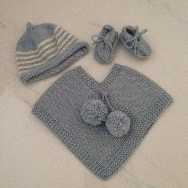 Poncho, Beanie & Booties Set