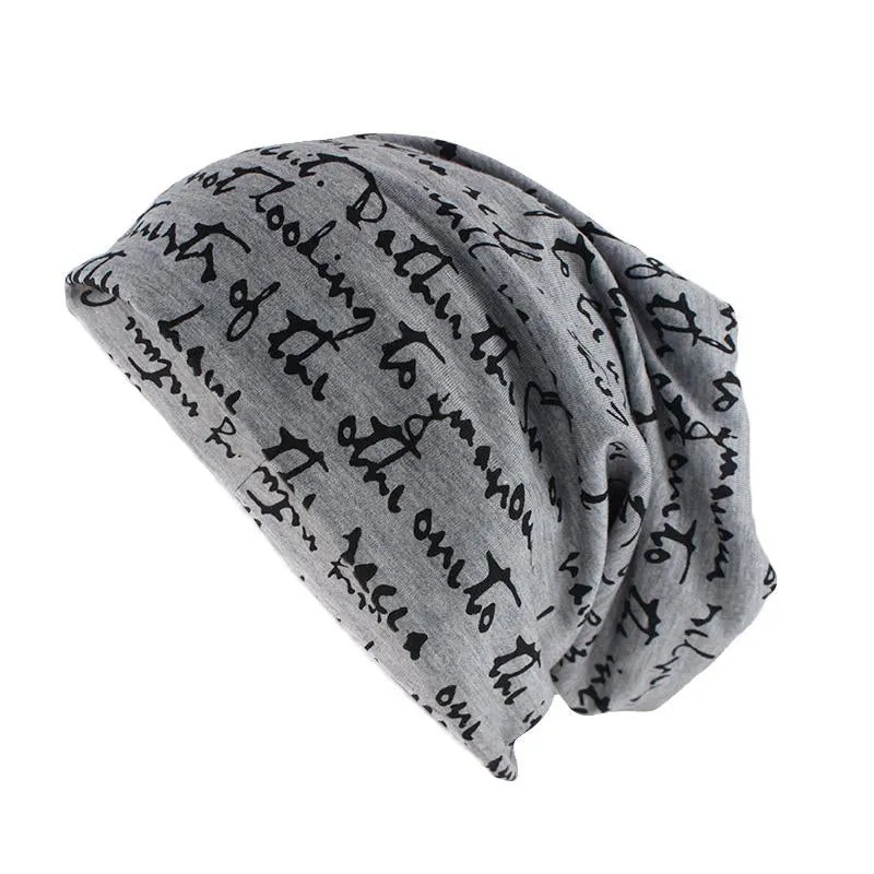 Scribbled Letters Style Cotton Beanie or Skullie