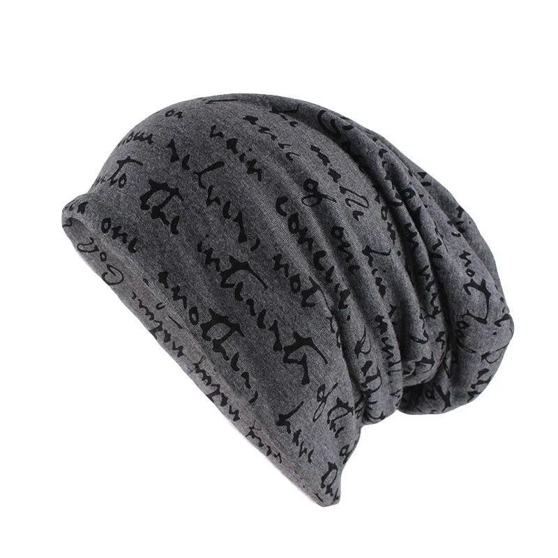 Scribbled Letters Style Cotton Beanie or Skullie