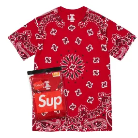 SUPREME HANESR BANDANA TAGLESS TEES (2 PACK)-RED