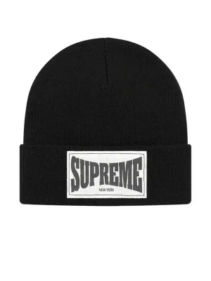 Supreme Woven Label Beanie Black