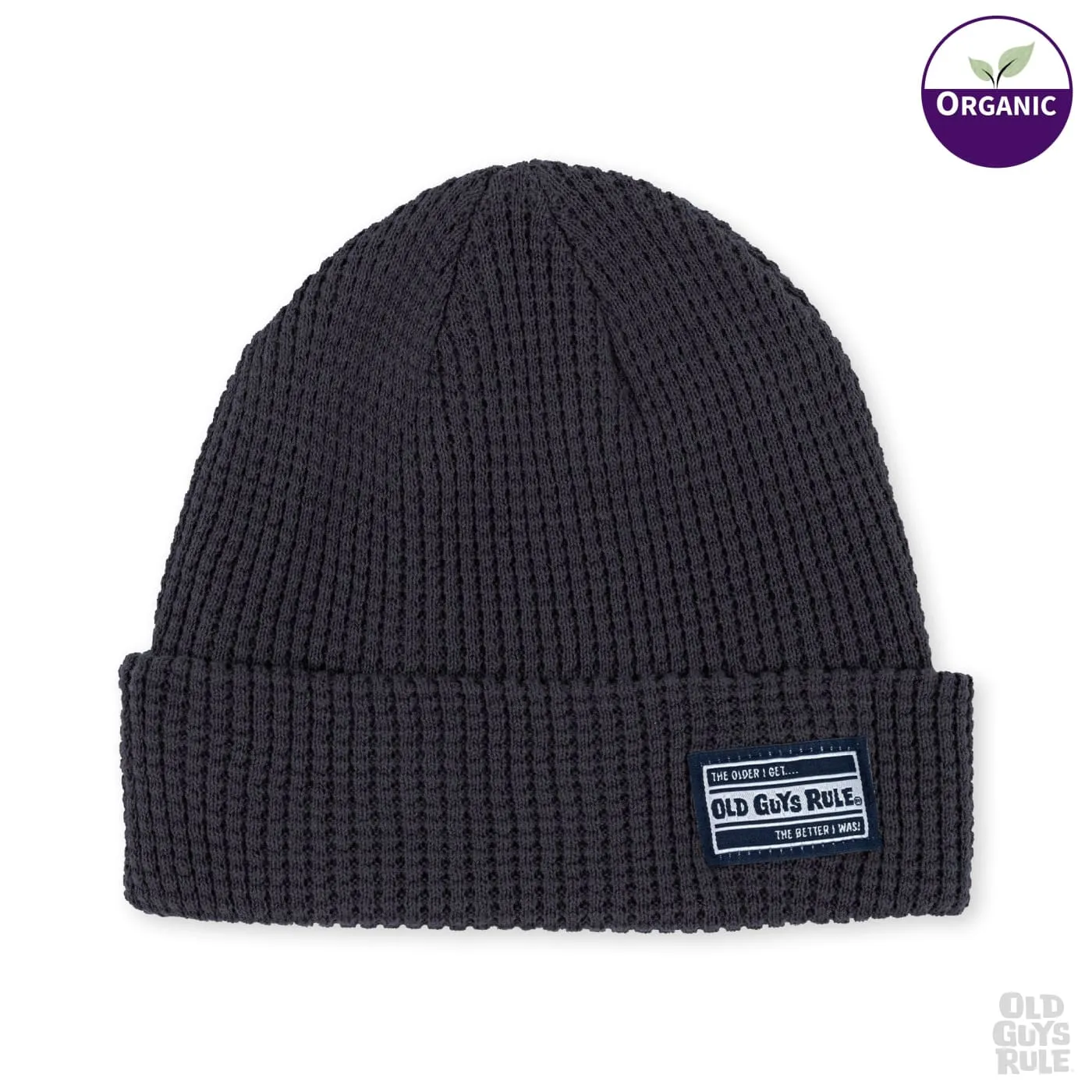 'Waffle' Organic Cotton Knit Beanie - Charcoal