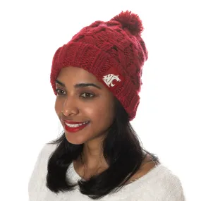 ZOOZATZ Crimson Knit Beanie With Pom